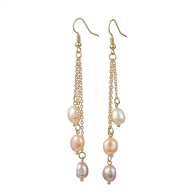 Natural Cultured Freshwater Pearl Tassel Dangle Earrings EJEW-JE07381-02-1