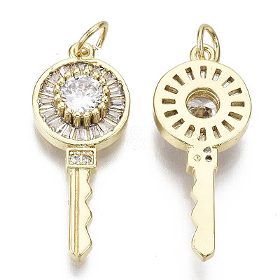 Brass Micro Pave Clear Cubic Zirconia Pendants ZIRC-N039-088-NF-1