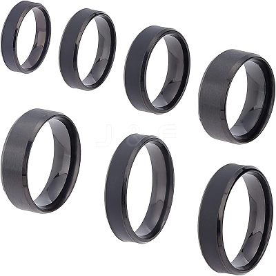 14Pcs 7 Size 201 Stainless Steel Plain Band Ring for Men Women RJEW-DC0001-06A-1