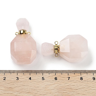 Natural Rose Quartz Perfume Bottle Pendants G-Q163-10G-03-1