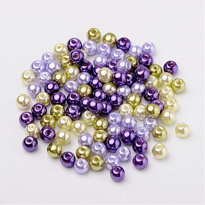Lavender Garden Mix Pearlized Glass Pearl Beads HY-X006-6mm-08-1