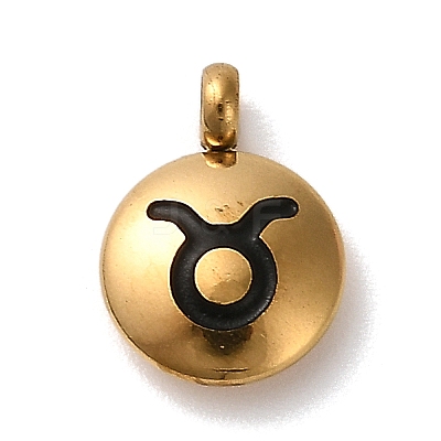 304 Stainless Steel Black Enamel Charms STAS-R009-02G-03-1