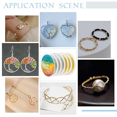 6 Rolls 6 Style Round Copper Jewelry Wire CWIR-FG0001-01A-1