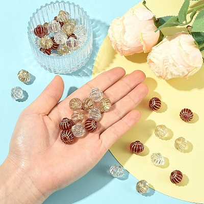 60Pcs Plating Acrylic Beads OACR-YW0003-92-1