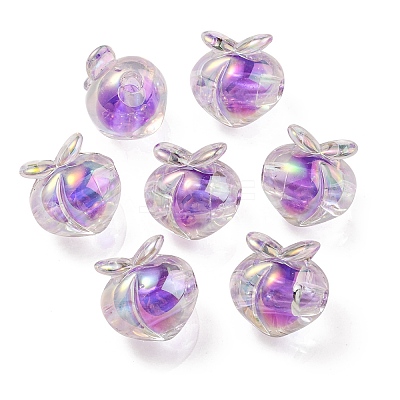 UV Plating Rainbow Iridescent Acrylic Beads OACR-F004-02E-1