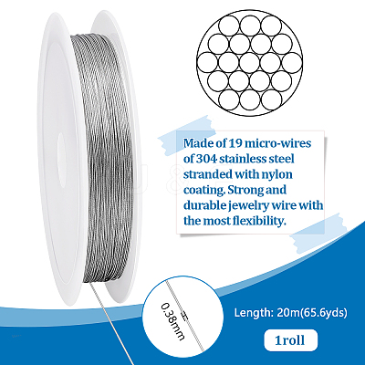 Tiger Tail Wire 304 Stainless Steel Beading Wire TWIR-WH0002-24A-1
