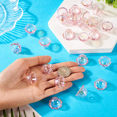 30Pcs UV Plating Acrylic Bead Caps PACR-TA0001-20C-1