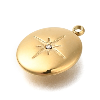Ion Plating(IP) 304 Stainless Steel with Rhinestone Pendants STAS-Q335-01G-02-1
