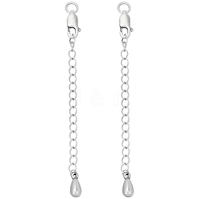 2Pcs 925 Sterling Silver Chain Extenders STER-BBC0005-77-1