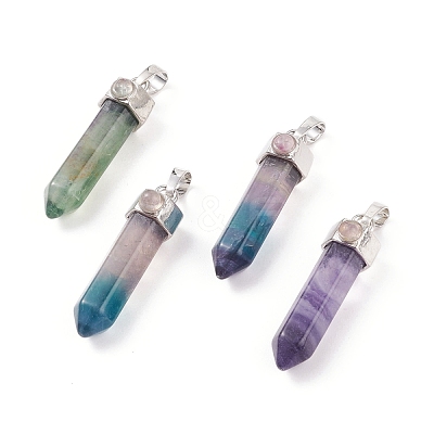 Natural Bullet Fluorite Pointed Pendants G-E308-C11-1