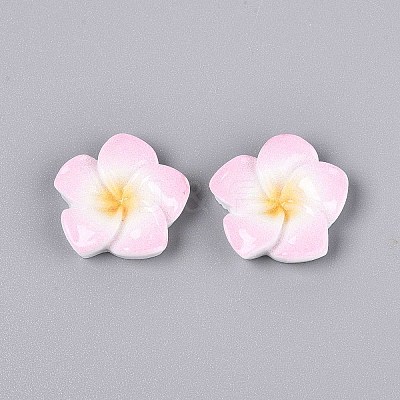 Plumeria Flower Opaque Resin Cabochons CRES-T025-30C-02-1