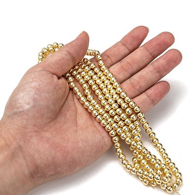 Electroplate Non-magnetic Synthetic Hematite Beads Strands G-Q466-6mm-01-1