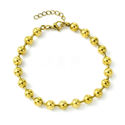 Ion Plating(IP) 304 Stainless Steel 6mm Round Ball Link Chain Bracelets for Women BJEW-C066-05A-G-1
