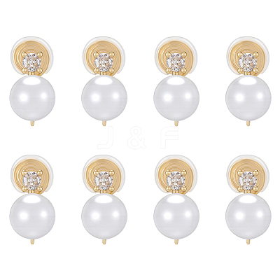 10Pcs Round Brass Brass Micro Pave Clear Cubic Zirconia Ear Cuff Findings KK-BBC0022-45-1