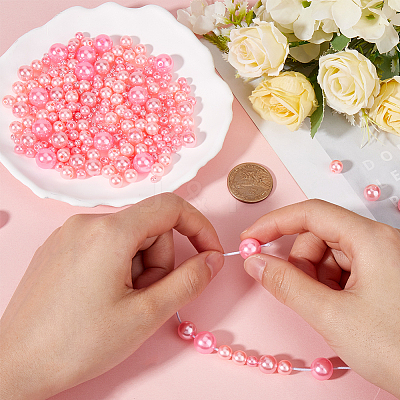 1830Pcs 5 Styles ABS Plastic Imitation Pearl Beads OACR-SP0001-01A-1