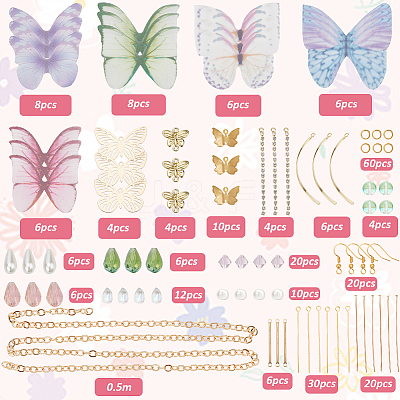 DIY Polyester Butterfly Dangle Earring Making Kits DIY-SC0026-62-1