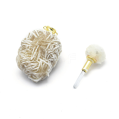 Natural Desert Rose Stone Openable Perfume Bottle Pendants G-E556-06A-1