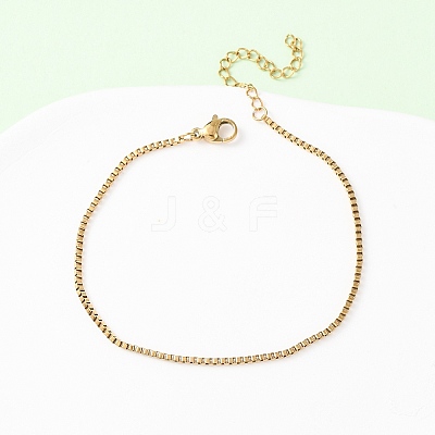 304 Stainless Steel Box Chain Bracelets BJEW-C134-01E-G-1
