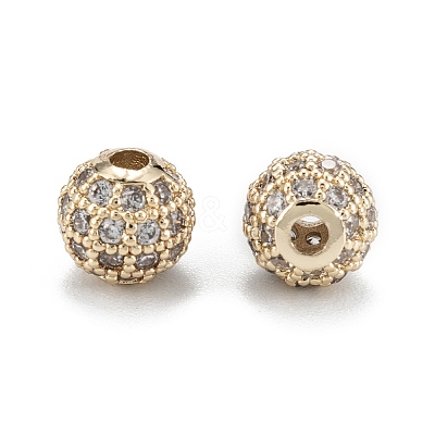 Brass Micro Pave Clear Cubic Zirconia Beads ZIRC-D274-02G-01-1