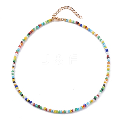 Mixed Styles Round Glass Seed Beaded Necklaces NJEW-JN03362-1