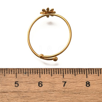 Daisy 304 Stainless Steel Enamel Open Cuff Rings for Women RJEW-M061-01G-09-1