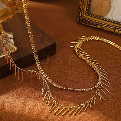 Alloy Tassel Double Layer Waist Belly Chains for Women FS-WG82127-01-1