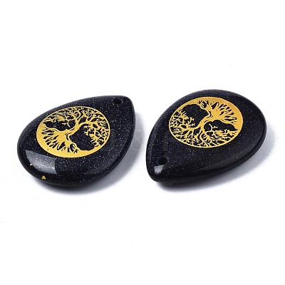 Synthetic Blue Goldstone Pendants G-T122-71B-1