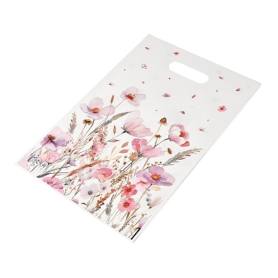 50Pcs 2 Styles Flower Printed Plastic Gift Storage Tote Bags PL-CBAAD12-04-1