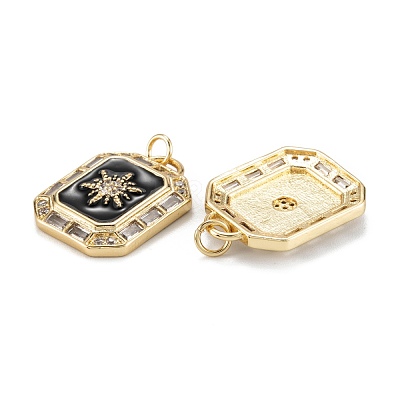 Brass Micro Pave Clear Cubic Zirconia Pendants ZIRC-A020-07G-1