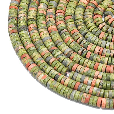 Natural Unakite Beads Strands G-P575-B25-4x1mm-1