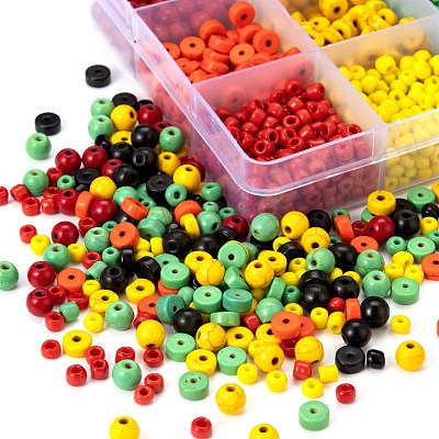 240Pcs Round & Flat Round Synthetic Turquoise Beads and 4 Styles Glass Seed Beads DIY-LS0003-09-1