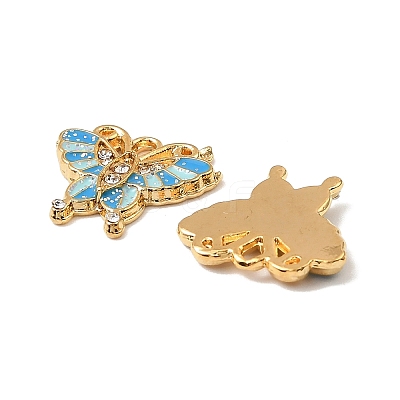 304 Stainless Steel with Crystal Rhinestone Enamel Charms STAS-G358-06G-01-1