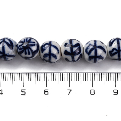 Handmade Blue and White Porcelain Beads Strands PORC-I027-03E-1