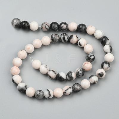 Natural Pink Zebra Jasper Beads Strands G-P231-01-10mm-1
