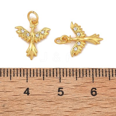 Brass Micro Pave Clear Cubic Zirconia Charms KK-F941-30G-1