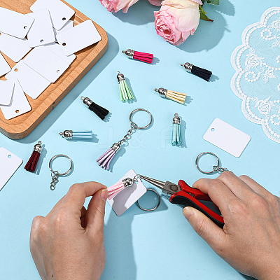 DIY Blank Double-sided Heat Transfer Aluminium Pendant Keychain Making Kits DIY-SP0005-26G-1