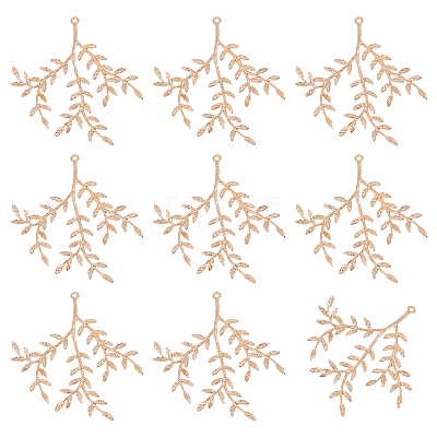 8Pcs Brass Leaf Pendants KK-CA0002-79-1