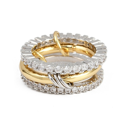 Brass Micro Pave Cubic Zirconia Plain Band Finger Rings for Women RJEW-P160-01B-G01-1