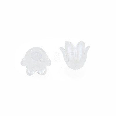 6-Petal Imitation Jelly Acrylic Bead Caps JACR-T002-02G-1