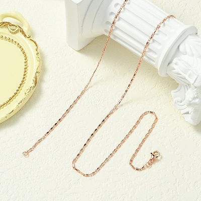 1.5mm Rack Plating Brass Oval Link Chain Necklaces for Women Men MAK-L044-32RG-1