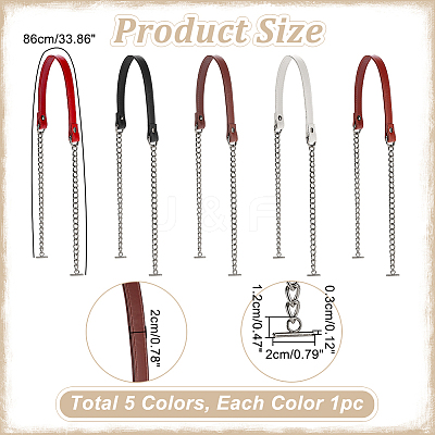 5Pcs 5 Colors Imitation Leather Bag Straps FIND-WR0010-20-1