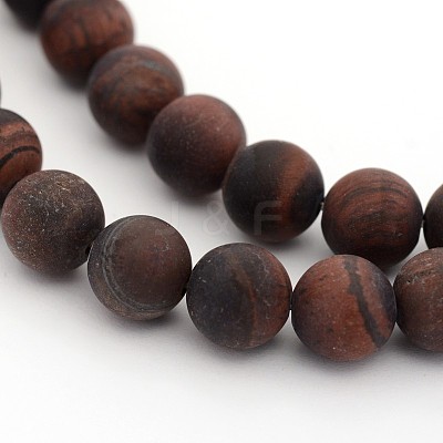 Frosted Natural Tiger Eye Round Bead Strands G-M272-16-4mm-1
