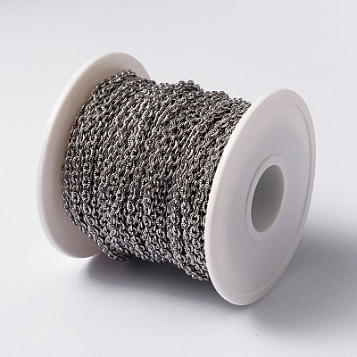 Tarnish Resistant 304 Stainless Steel Textured Cable Chains CHS-H007-46P-1