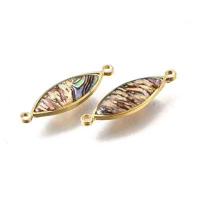 Brass Pave Natural Paua Shell Connector Charms KK-E794-01G-06-1