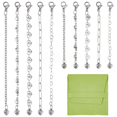 10Pcs 304 Stainless Steel Chains Bag Extender Chains HJEW-AR00034-1