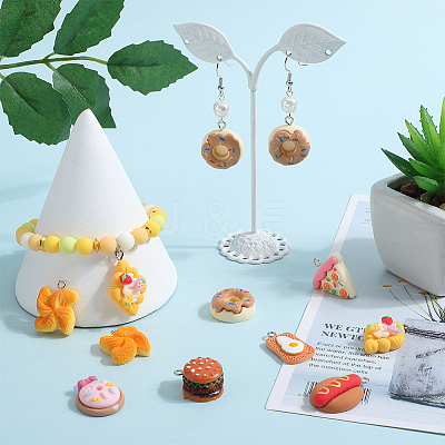 32Pcs 8 Styles Foods Opaque Resin Pendants RESI-SC0003-37-1