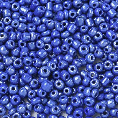 6/0 Opaque Colors Lustered Round Glass Seed Beads X-SEED-A012-4mm-128-1