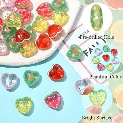 30Pcs 5 Colors Transparent Acrylic Beads MACR-CJ0002-44-1