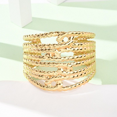 304 Stainless Steel Cuff Bangles BJEW-P382-01B-G-1