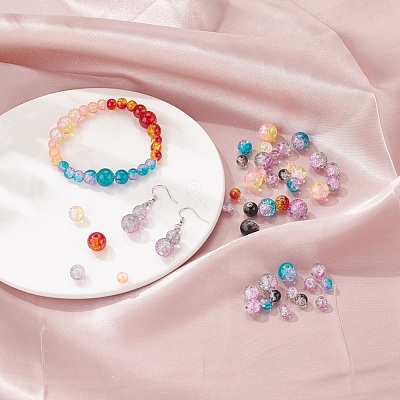 585Pcs 15 Style Spray Painted Crackle Glass Beads Strands CCG-YW0001-05-1
